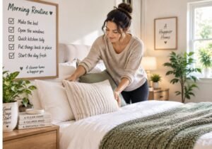 Daily cleaning routine schedule for an organized home