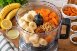 Banana Soufflé fruit purée with bananas and apricots